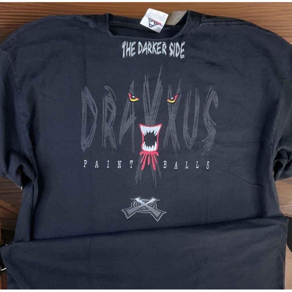 Vintage Draxxus Paintball T-Shirt The Darker Side 90s Graphic Tee Men Sz XL Rare